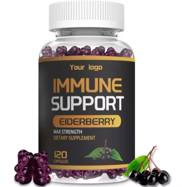 GMP Vegetarian Adults Herbal Supplement with Vitamins C Plus Zinc for Immune Boosting Black Elderberry Gummies