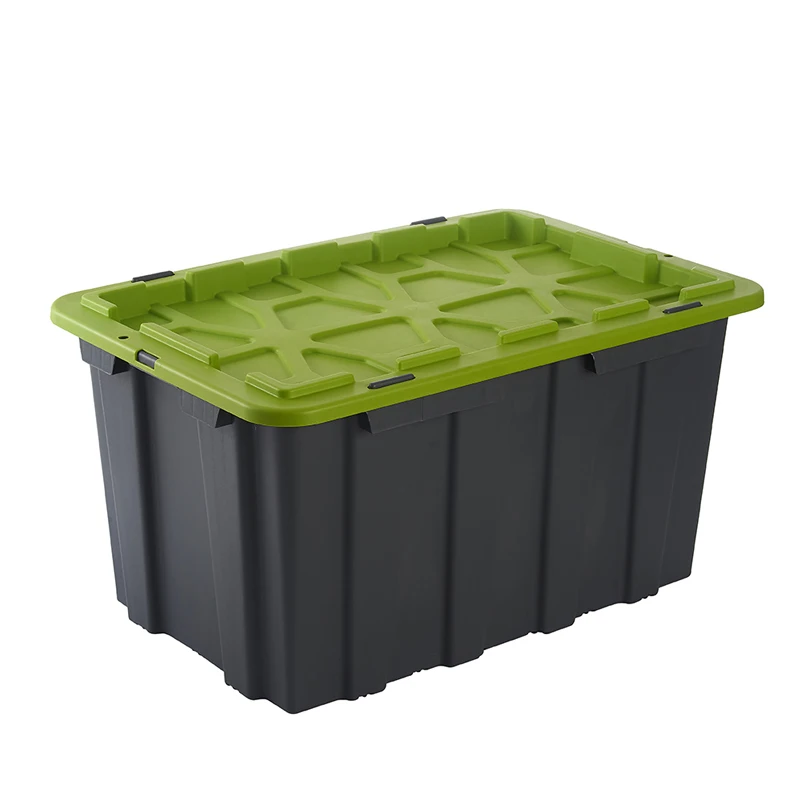 Customized 60l Stackable Plastic Heavy Duty Box with Green Lid