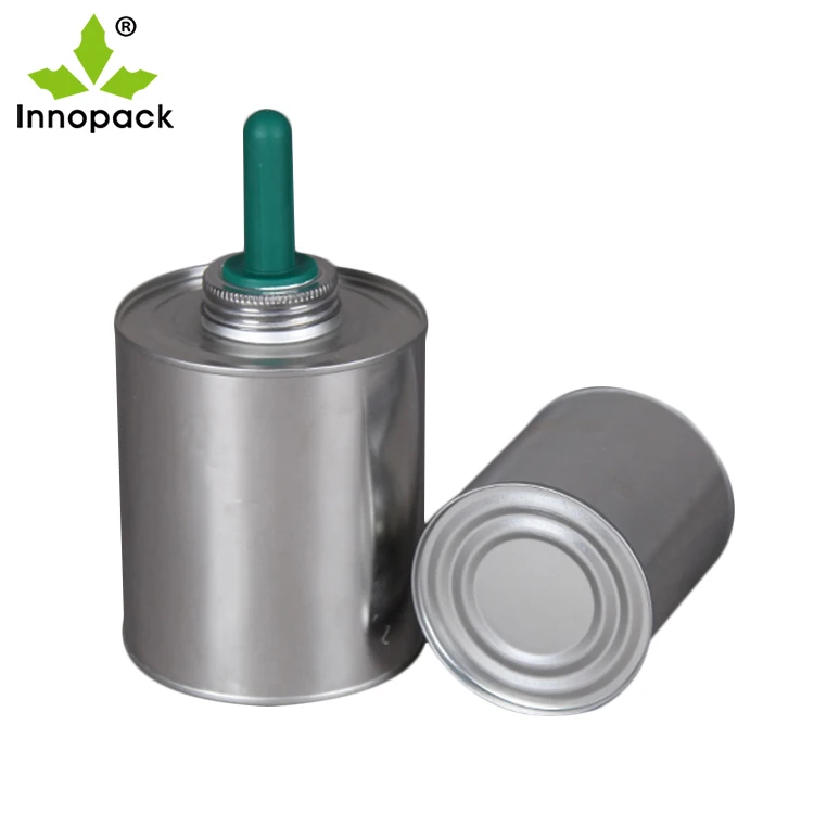 500ml metal round tin can with brush 16oz empty container packing for Hoof oil