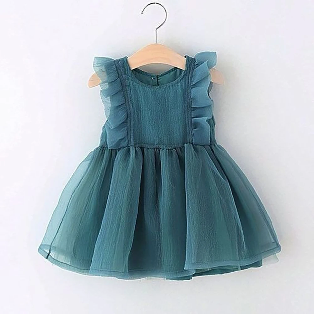 Baby Girls Dresses Summer Kids Sleeveless Summer Princess Birthday Party Mesh Dresses Toddler Infant Clothing