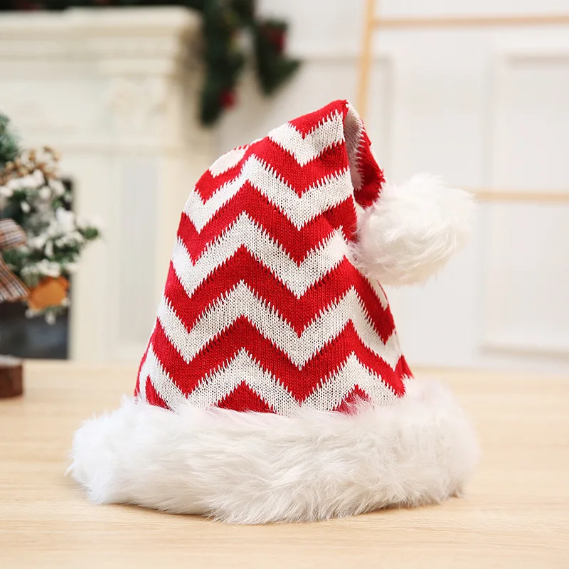 Decoration New Style Christmas Festival Beanies Hats Plush Knitted Santa Claus Hat Enlarged and Thickened Large Ball Cap