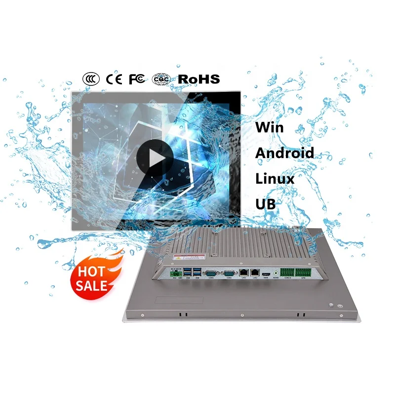 Дешевые 17 дюймов Android/Linux/I-ntel/Win10/UB 350-1500nits IP66 ЖК-дисплей Встроенный безвентиляторный сенсорный мини ПК промышленный планшетный компьютер