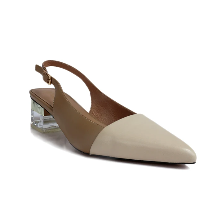 Casual High Quality Women Pumps Two Tone Slip-on Ladies Middle Heel Shoes and