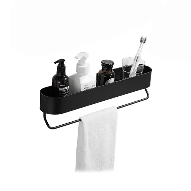 Черный Металлический Настенный Органайзер для ванной 30 см, полки, вешалка для полотенец
