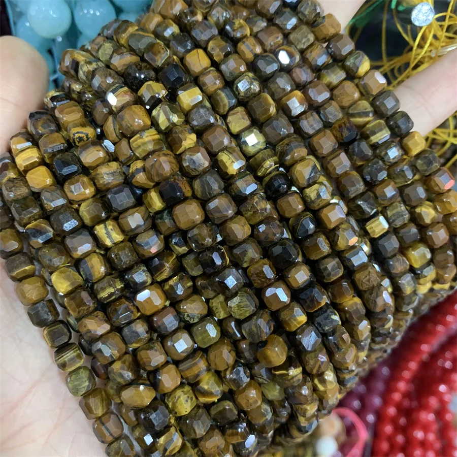 Wholesale 6*6mm faceted Cube  Beads Natural Stone Square Beads Gemstone Loose Square Stone Beads For Jewelry Making