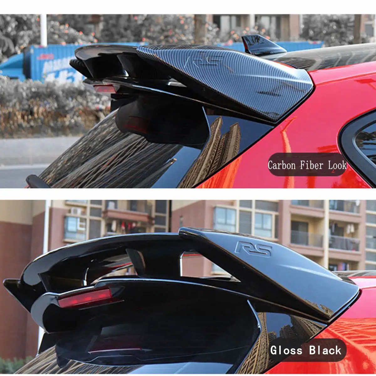 Rear Window Roof Wing Trunk Spoiler Tail Lip for Ford Focus MK4 Hatchback ST Line Gloss Black Carbon Fiber Look