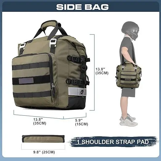 Motorcycle Saddlebags Waterproof 20L Motorcycle Side Saddlebags Quick Release Pannier Bag Motorcycle Accessory (1pack)