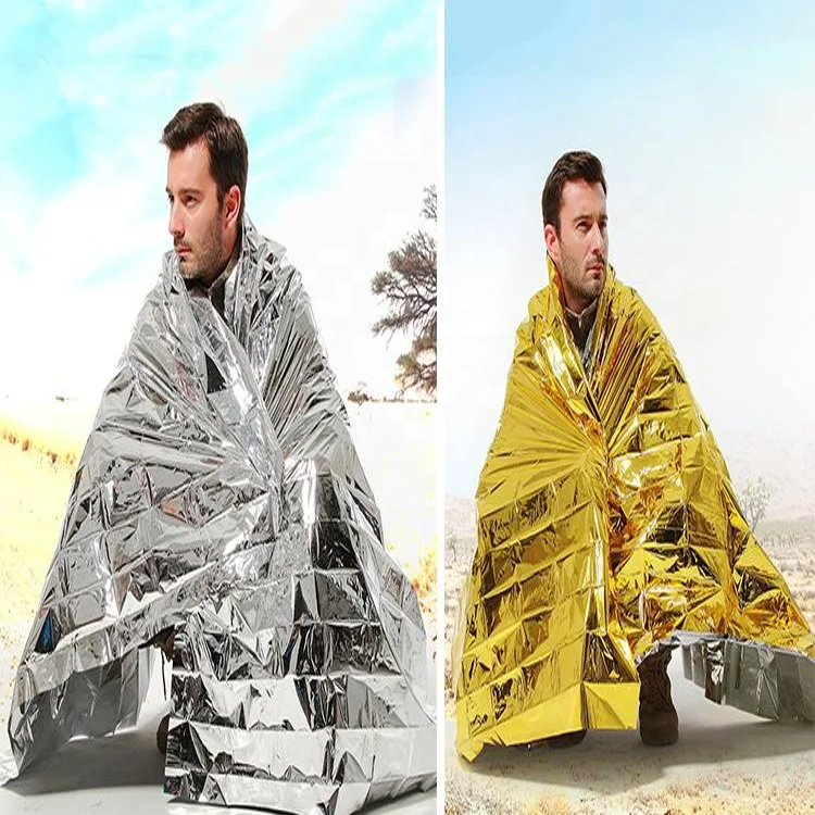 Silvery Disposable Foil Isothermal Thermal Emergency Blanket for Field Rescue