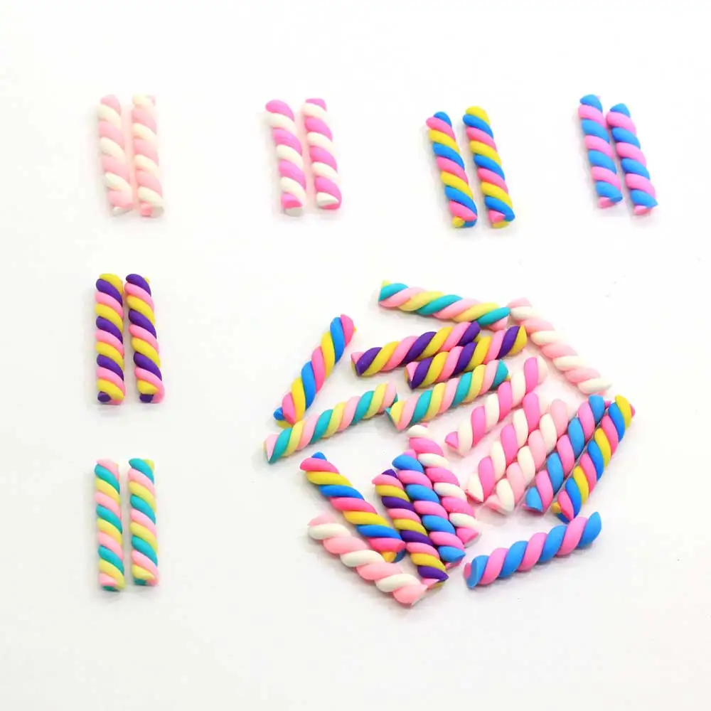 
Kawaii Polymer Clay Spiral Candy Cane Colors Spiral Lollipop Candy DIY Decoration Scrapbooking DIY 