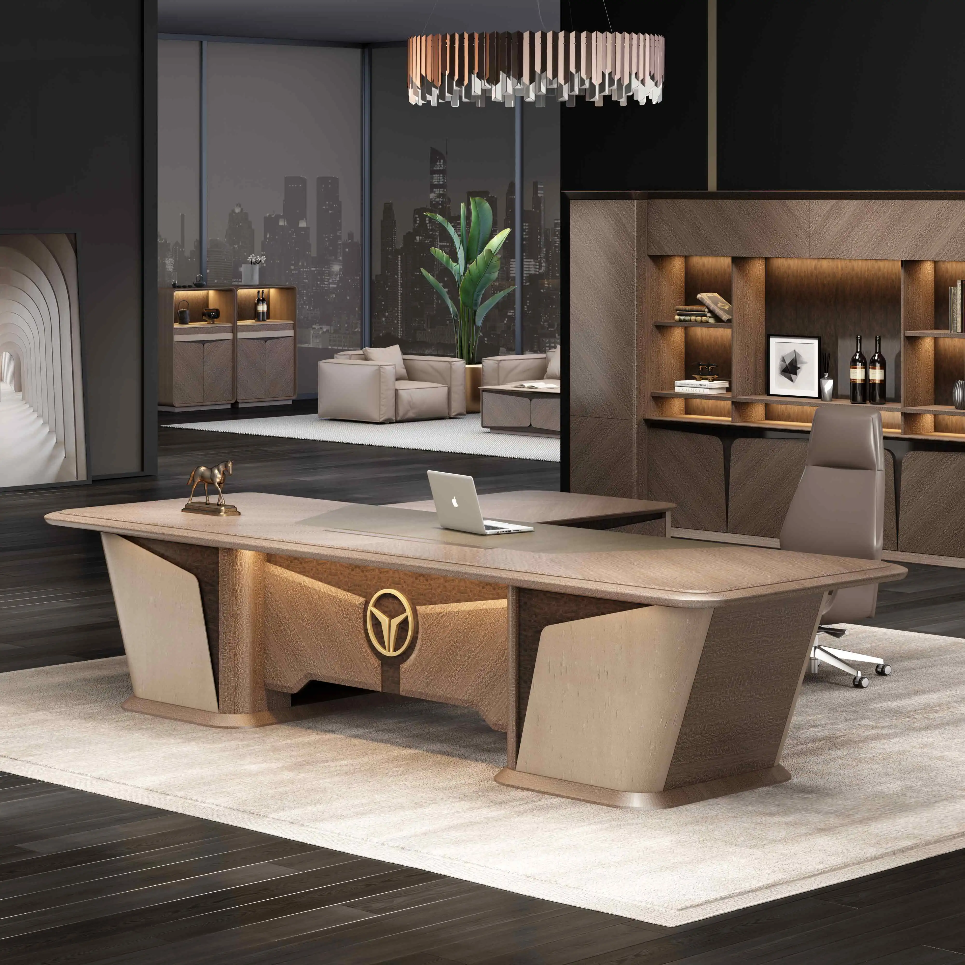 Luxury office furniture solid wood boss large executive desk office desk