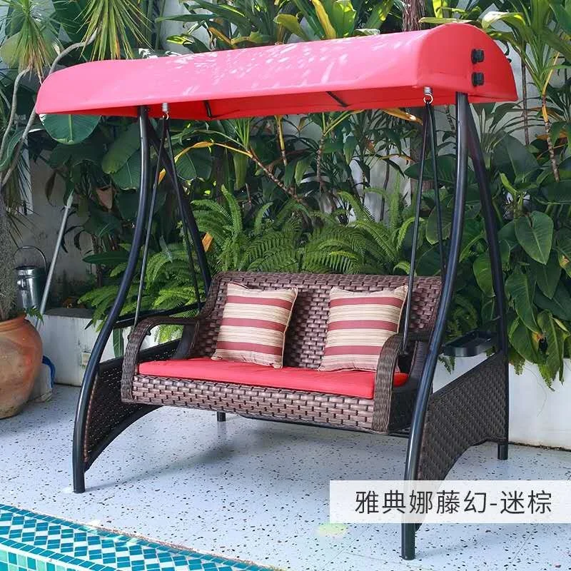 Высококачественное двухместное уличное кресло-качели из ротанга для сада