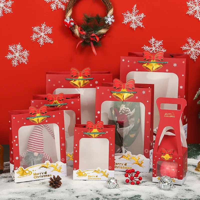 Environmentally Friendly Cartoon Christmas Paper Bag With Handle Customized Paper Bags