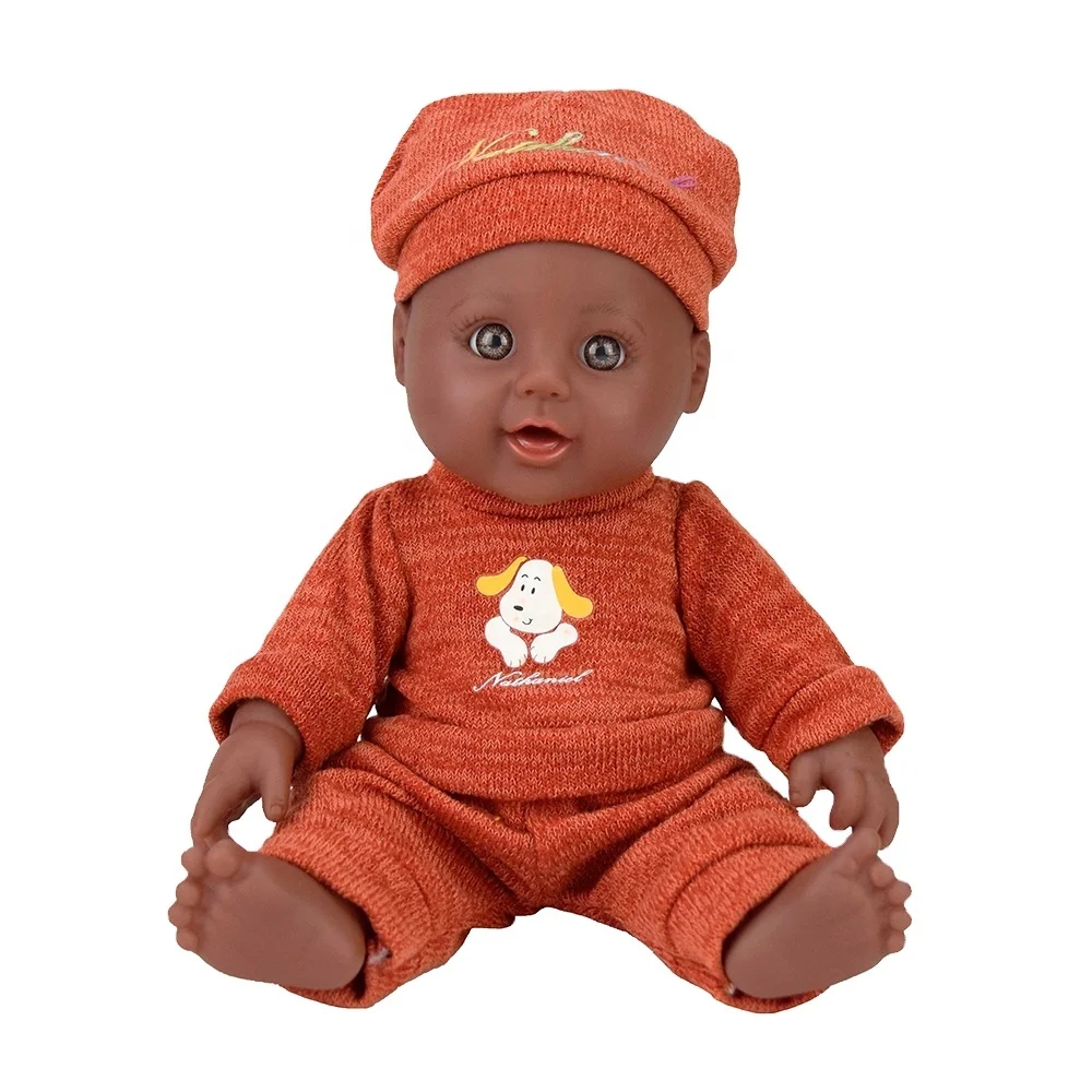 High quality 12 inch Custom Made Plastic lifelike baby Doll For Kids black baby boy doll
