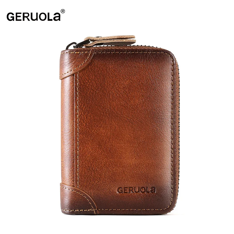 Card holder male retro first layer cowhide exquisite high-grade leather large-capacity 20-position organ zipper card holder RDIF