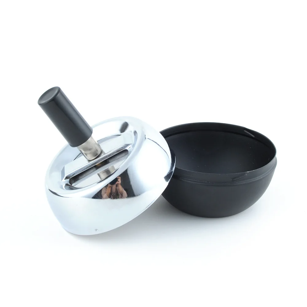 BEYOU Creative Outdoor Spin Metal Cigar Stainless Leather Ashtray Smoking Ash Tray With Lid