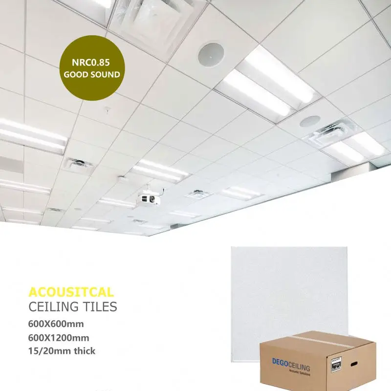 Decoration Materials Fiberglass Ceiling Board Acoustic Tiles Sound Proof Foam Indoor Ceiling Applications