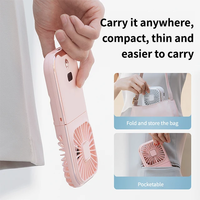 Desktop Mobile Phone Holder Electric Fans Handheld Rechargeable Portable Fan Power Bank Mini Electric Fan