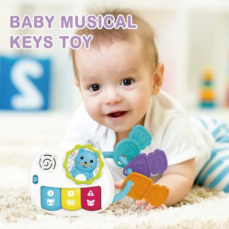 Baby musical keys toy educational infant piano toy sensory baby teether toys with music light