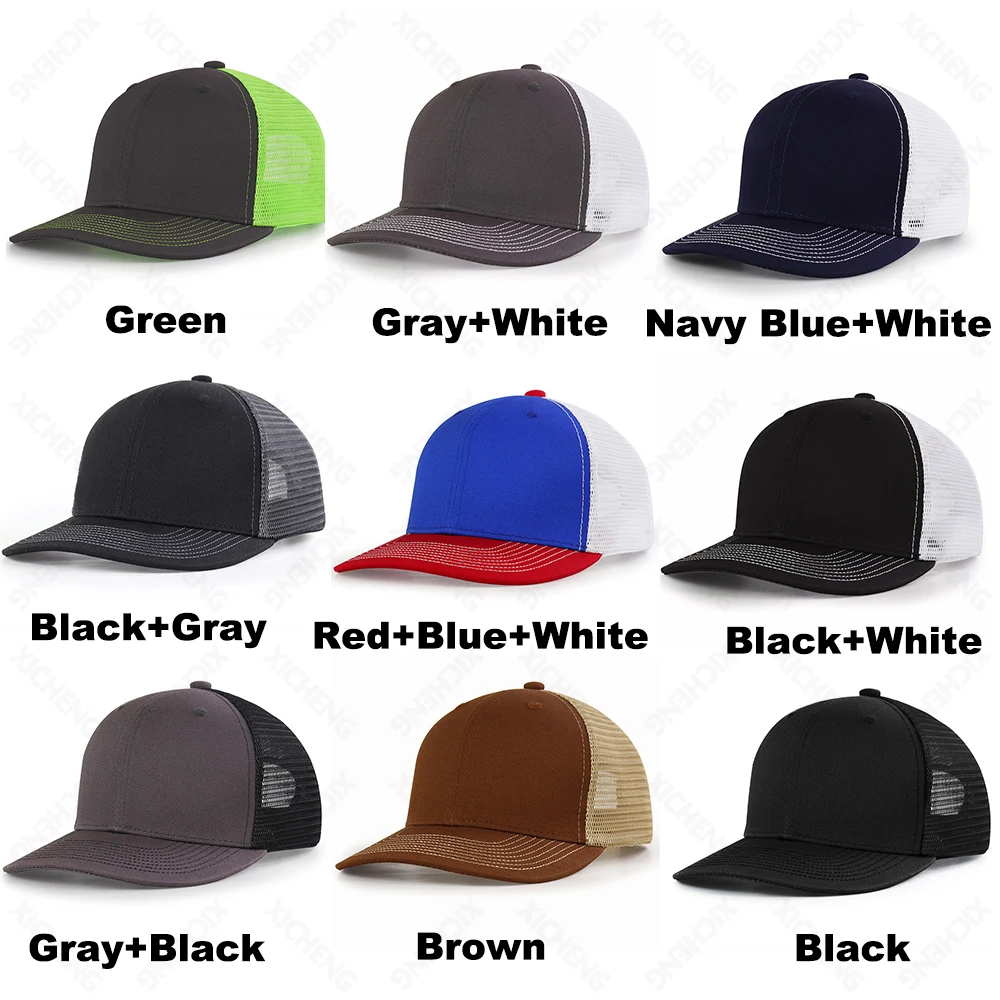 Unisex Custom Logo cotton  hip hop cap Blank Mesh 6 Panel Richardson Style112 Shape Snapback Trucker Hat