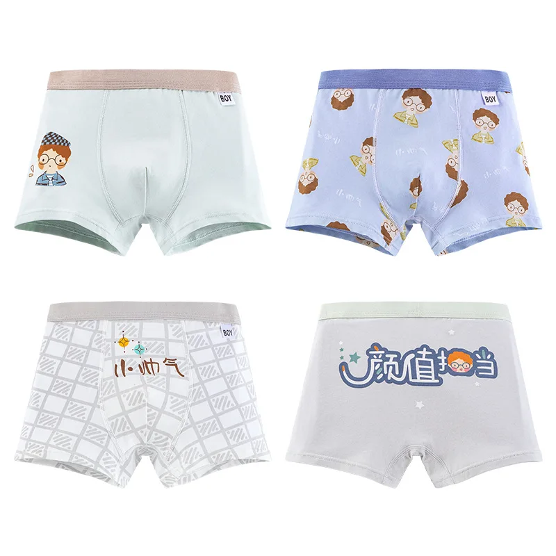 Hot Boxer Shorts Kids Class A Cotton Boxer Underpants Soft Skin-friendly Fabric Cute Cartoon Underwear