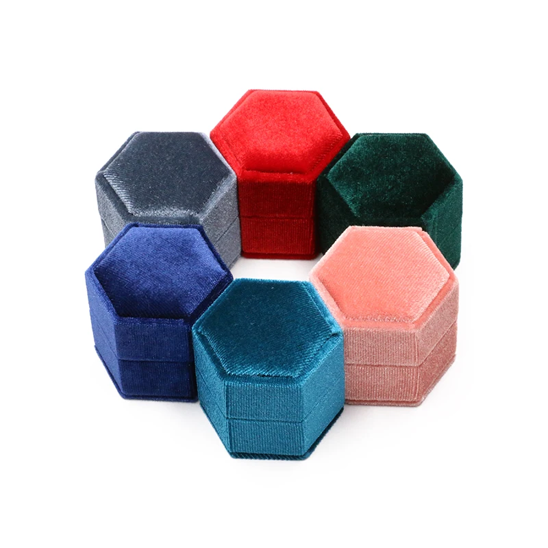 Wholesale Custom Ring Gift Boxes Printed Logo Velvet Box Packaging Jewelry