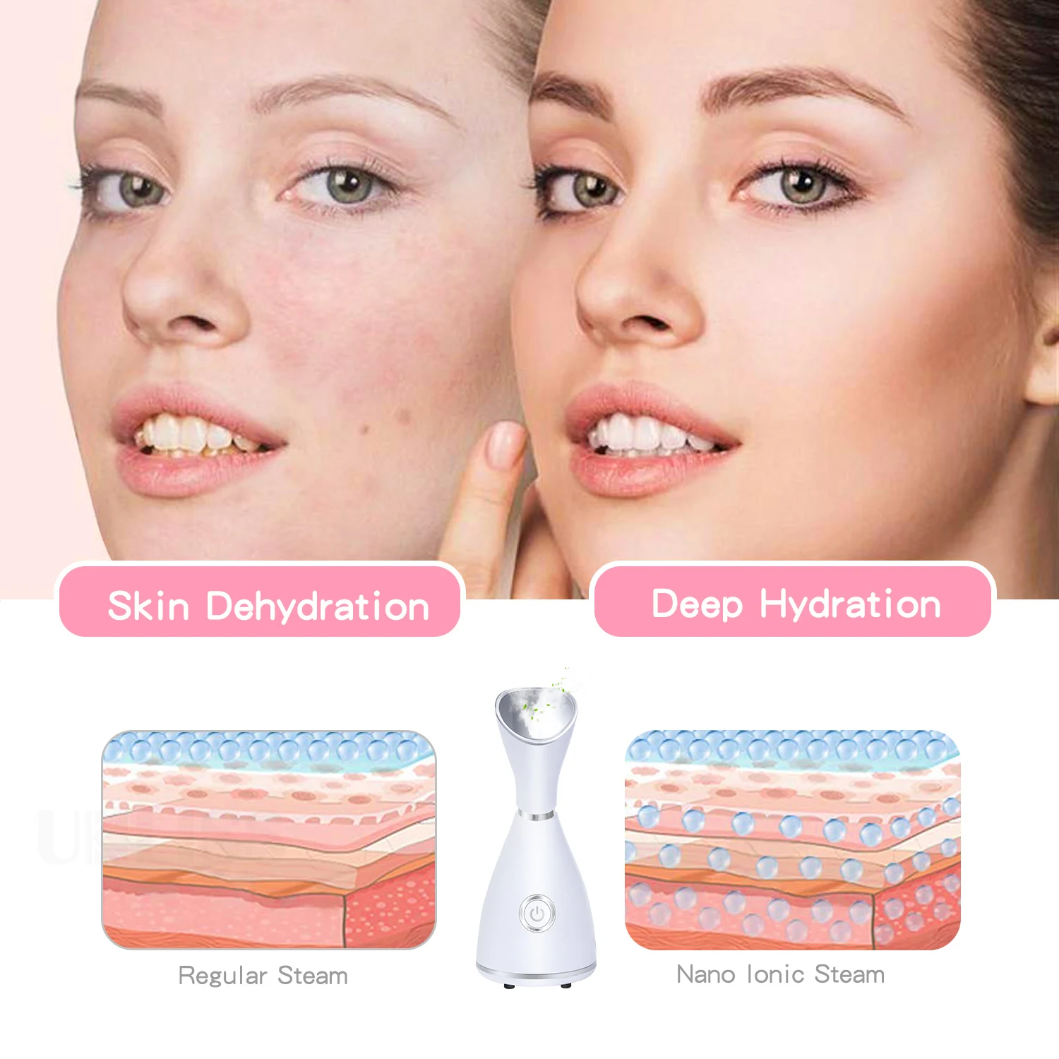 Dropshipping Nano Ionic Face Steamer Warm Mist Cleaner Spa Steamers for