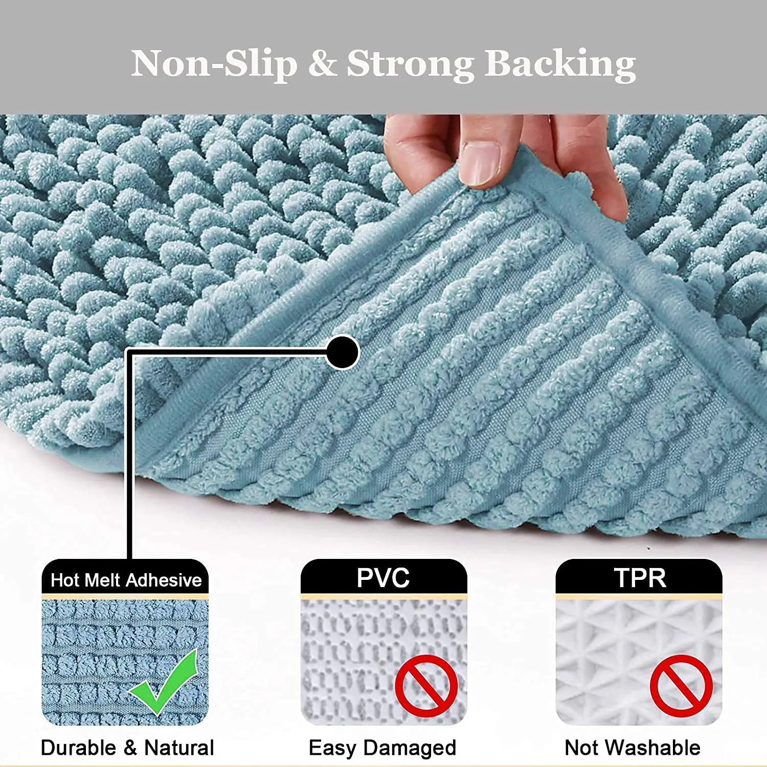 Non-Slip Bath Mat Super Soft Bath Rug for Bathrooms Microfiber Chenille Plush Rugs for Powder Room Indoor Entryway Multiuses