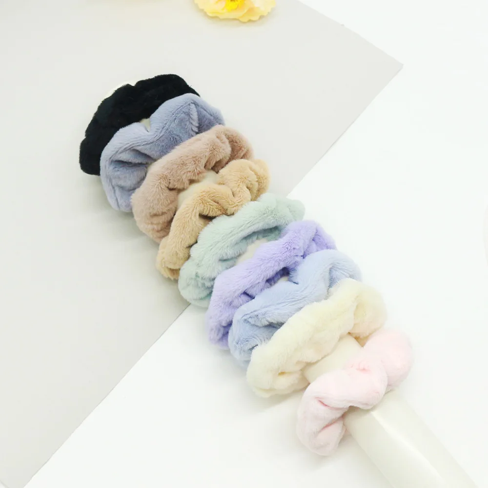 Winter Imitation Rabbit Large Soft Faux Fur Plush Hair Scrunchies Fluffy Hair Band Rope Children Korean Headwear Scrunchies