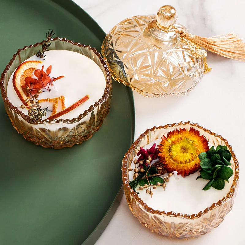 Wholesale Candy Jar Fashion Shape Glass Bowl Storage Pot Storage With Lid