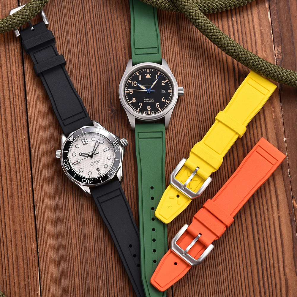 JUELONG FKM Vulcanized Rubber Watch Strap 20 21 22 mm Quick Release Diving Fluororubber Watch Bands With 18mm Pin Buckle