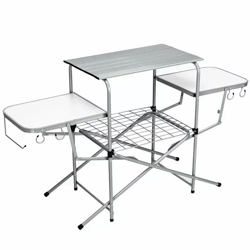 CYEN Quick Set-up Portable Aluminum Camping Kitchen Table BBQ Table Folding Grill Table with Carrying Bag