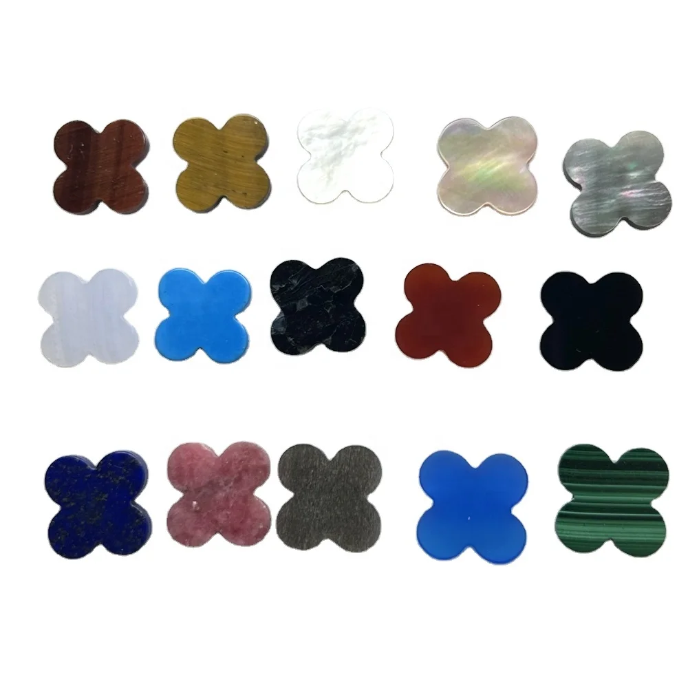 Luxurious brand 8/ 10/ 12/13/14mm Dubai Wholesale Natural Onyx White Shell Malachite Clover Four Leaf Clover Bracelet VC Jewelry