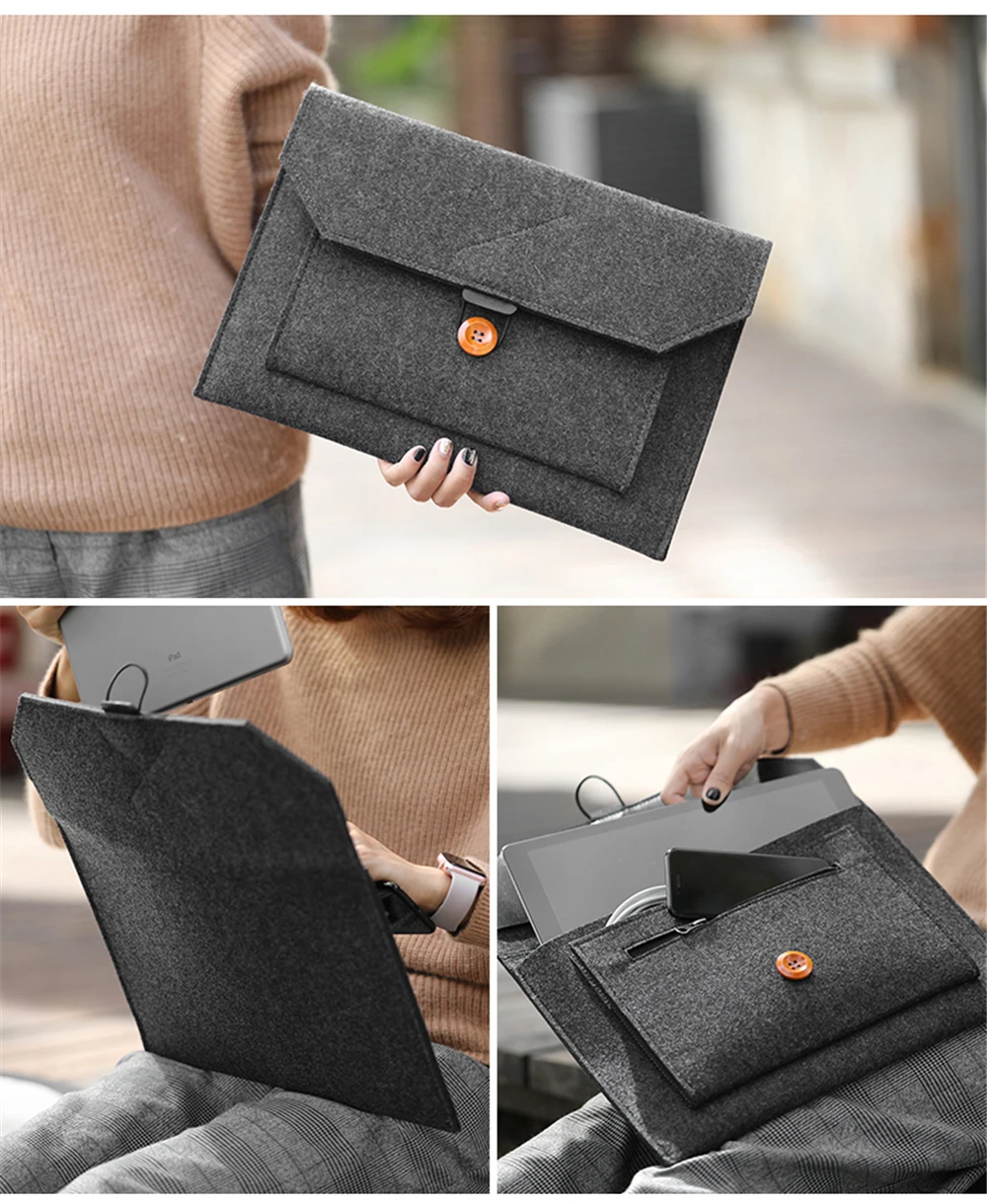 Laptop Cover Cuff Supplier Document Envelope File Bag Felt Custom File Bag Fabric Laptop Soft Felt Sleeve Laptop Pad   Bag