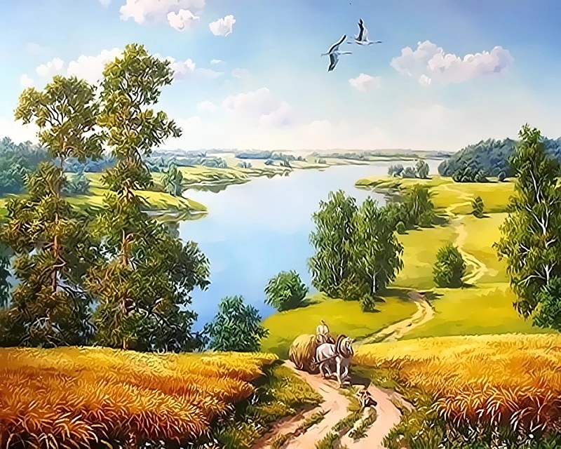 Custom Wholesale Price Landscape Picture Wall Decor Artwork Diy painting by numbers for kids and adult