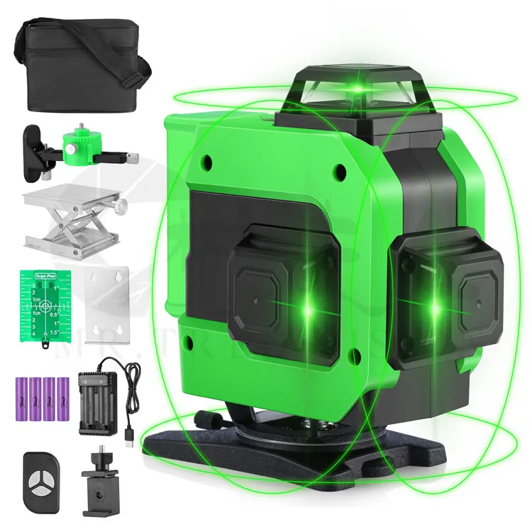 
High-visibility green beam self-leveling and manual mode 4 X 360 16 line laser 4D 360 laser level 