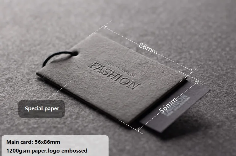High Quality Custom Black Embossed UV Hang Tags for Clothing