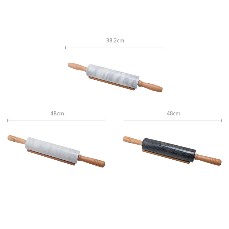 Marble rolling pin Solid wood handle household rolling dumpling skin rolling noodles steamed bun pastry cake pressing tool