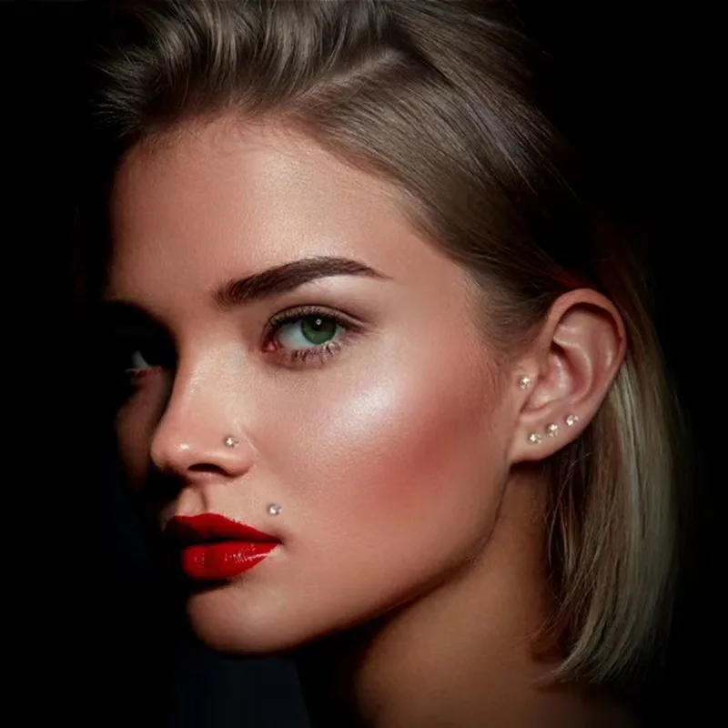 custom 316l stainless steel zircon press fit tragus flat back earring piercing jewellery labret