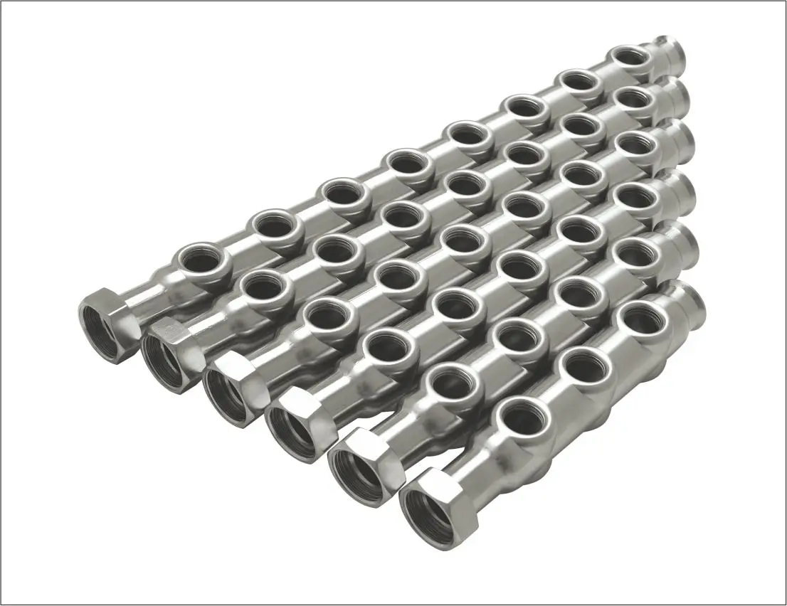 2-12Ways Stainless Steel Water Distributor Separator Manifold Mixing Pipes Manifold Floor Heating Radiator Manifold