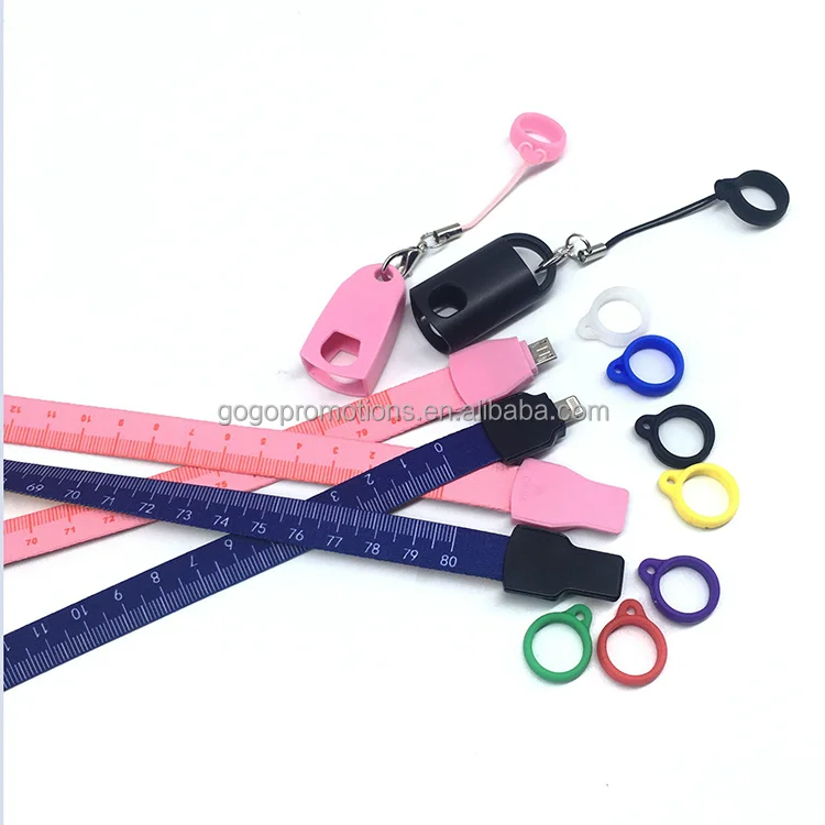 Professional Customized Design Logo Durable 2-in1 mobile phone lanyard data charging cable