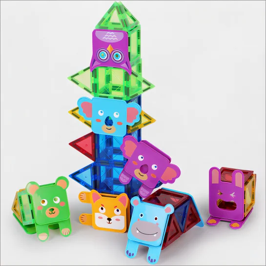 Toddler Kids STEM Toys 3D DIY Animals Magnetic Blocks Magnet Tiles Educational Set For Children