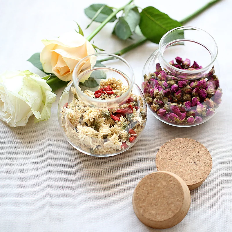 
food storage candy cookie glass jar with bamboo lid storage bottles 