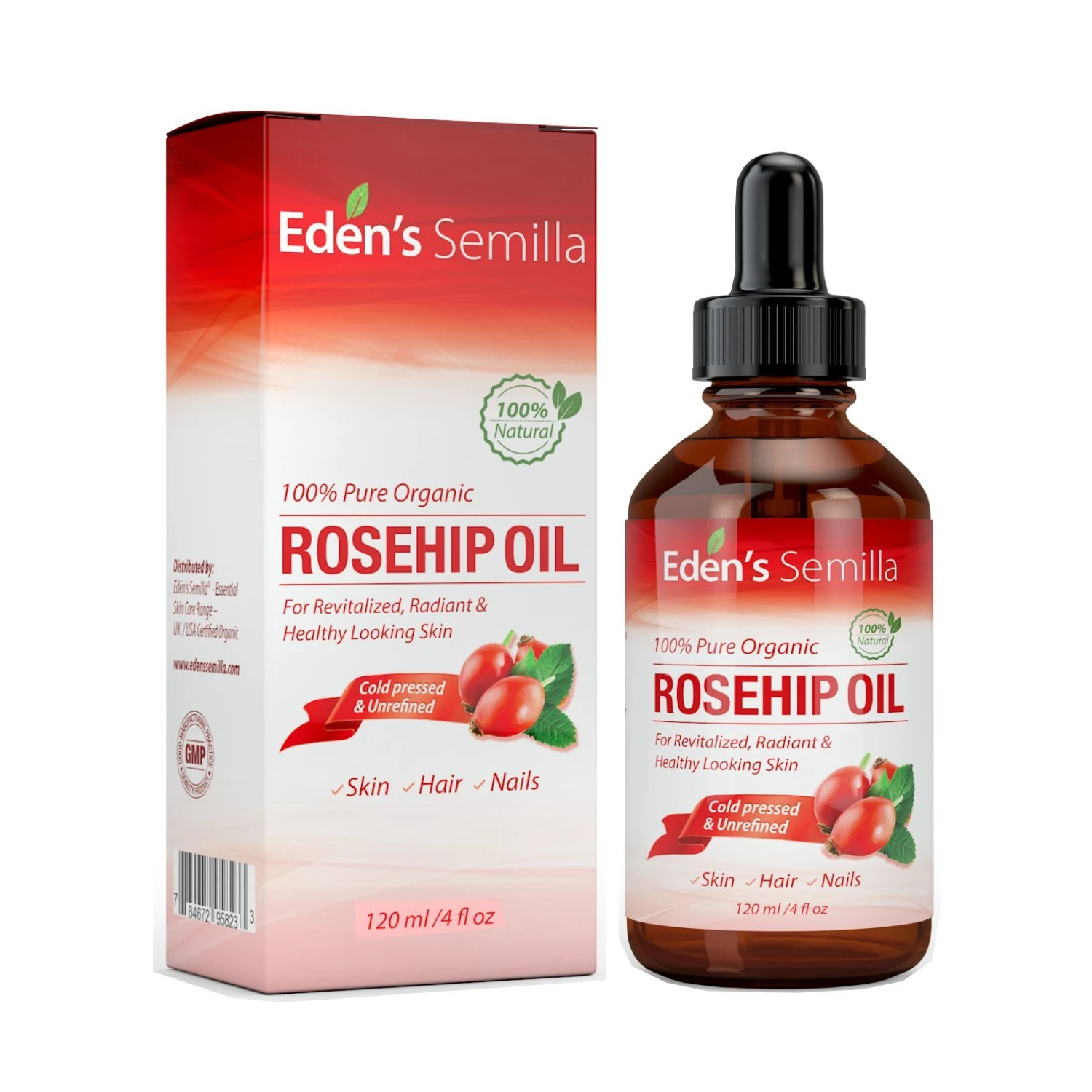 Уход за кожей 100% чистый сертифицированный органический холоднопрессованный антивозрастной питательный увлажняющий масло розового бедра-462042