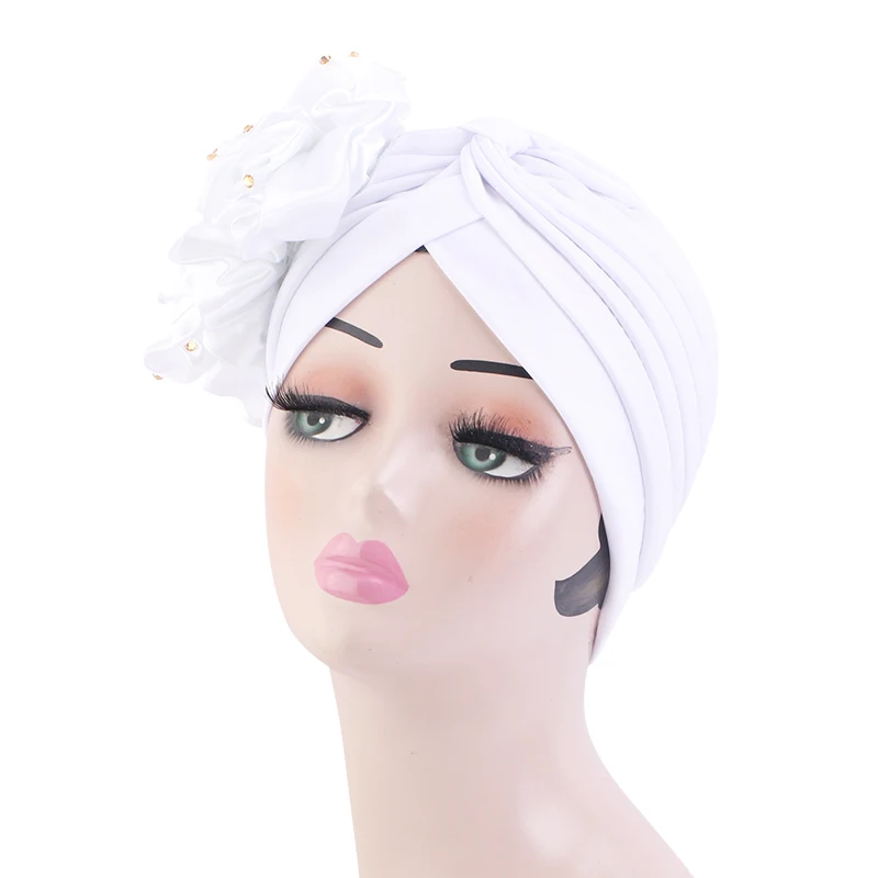 Wholesale Promotional Polyester Flower Turban Women Beaded Headwraps Turban Headwear