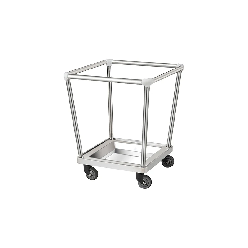 Hotel Hospital Room Service High Quality Stainless Steel Cleaning Laundry Trolley Blue Bag Linen Basket Laundry Cart Cube Truck