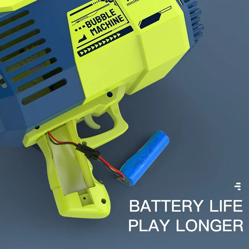 Hot Selling 132 Holes Automatic Bazooka Gatling Bubble Machine Gun Toys Blower Launcher Rocket Bubble Led with Bubble Solution