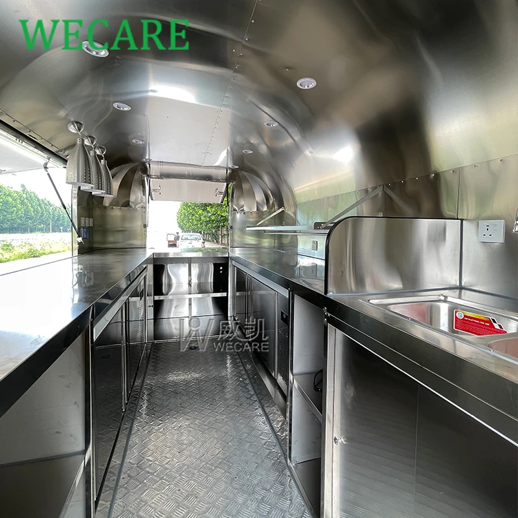 WECARE Custom Foodtruck Icecream Pizza Snack Fast Food Truck Fully Equipped Mobile Restaurant Catering Trailer with Oven Grill