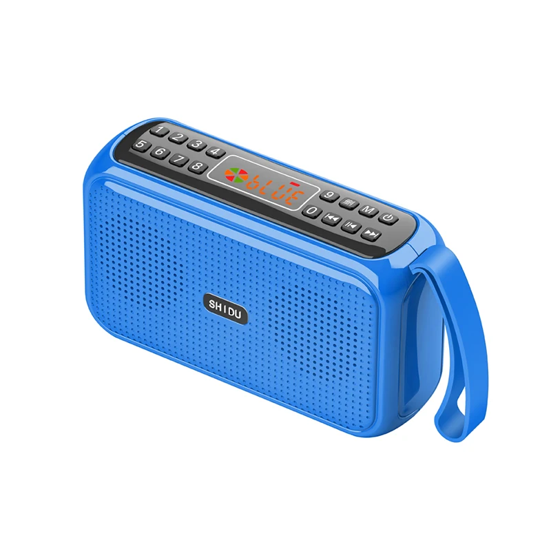 SHIDU Portable Digital Speaker FM Radio Player Built in Rechargeable Battery Audio Speaker Classic MP3 Player