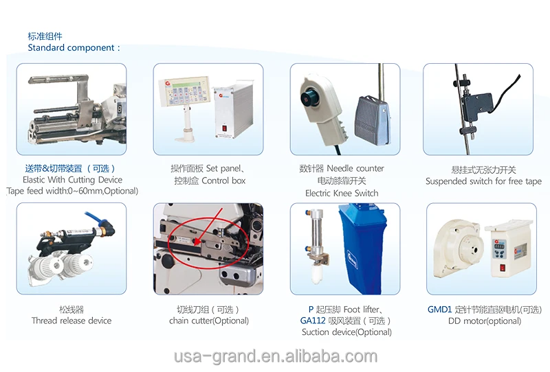 GFU-1/UT Tape feeder machine+GMD-18 18 Section Computerized elastic metering feeder&cutting tape device|JUKI lockstitch machine