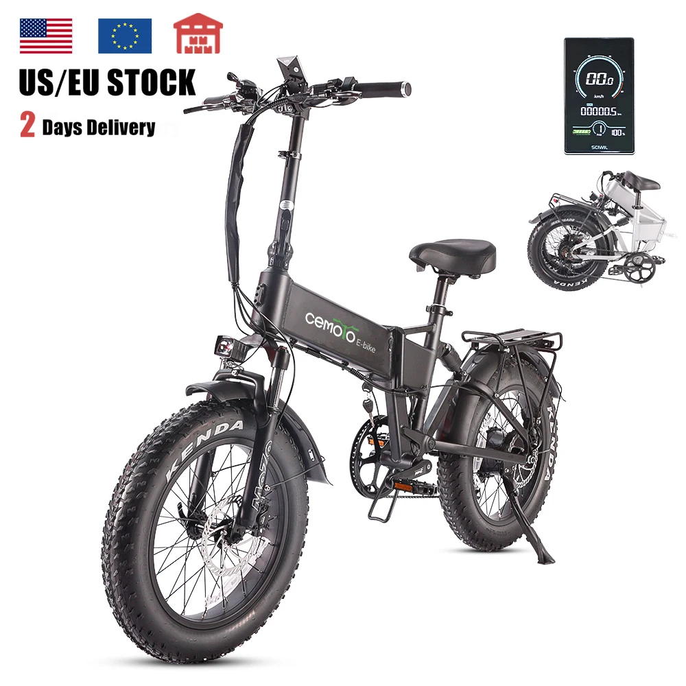 US Stock 48V 13Ah 750w Long Range Folding Full Suspension Ebike Fast Powerful 20inch Fat Tire Adults Electric Bike